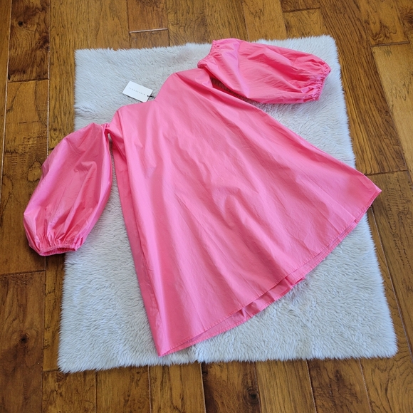 $365 Bird & Knoll Parker Mini Dress Women's Small Bubblegum Pink Off Shoulder - Picture 1 of 8